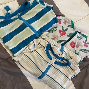 3 kickee pants 18-24 month bamboo sleeper bundle garden vegetables sea stripes